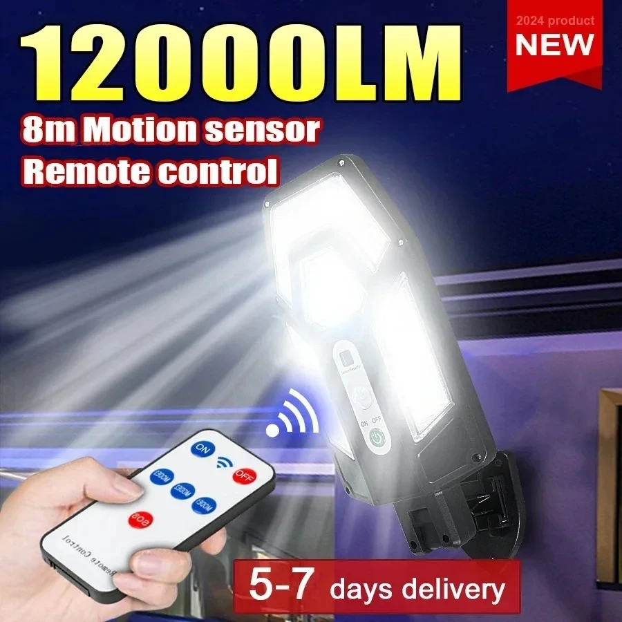 Bollard Light Garden - 12000LM 강력한 태양광 벽등 리모컨 포함