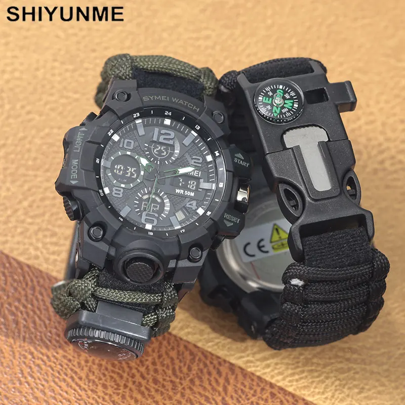 Outdoor Lighting Timer - SHIYUNME 야외 생존 남성 시계 다기능