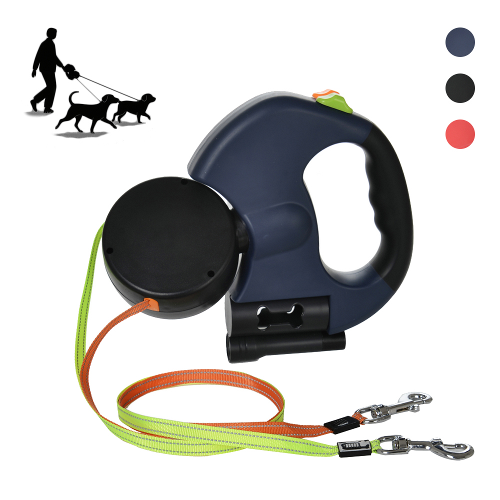 Outdoor Lighting Cable - 2마리 강아지용 듀얼 리드줄, 접이식 개줄,