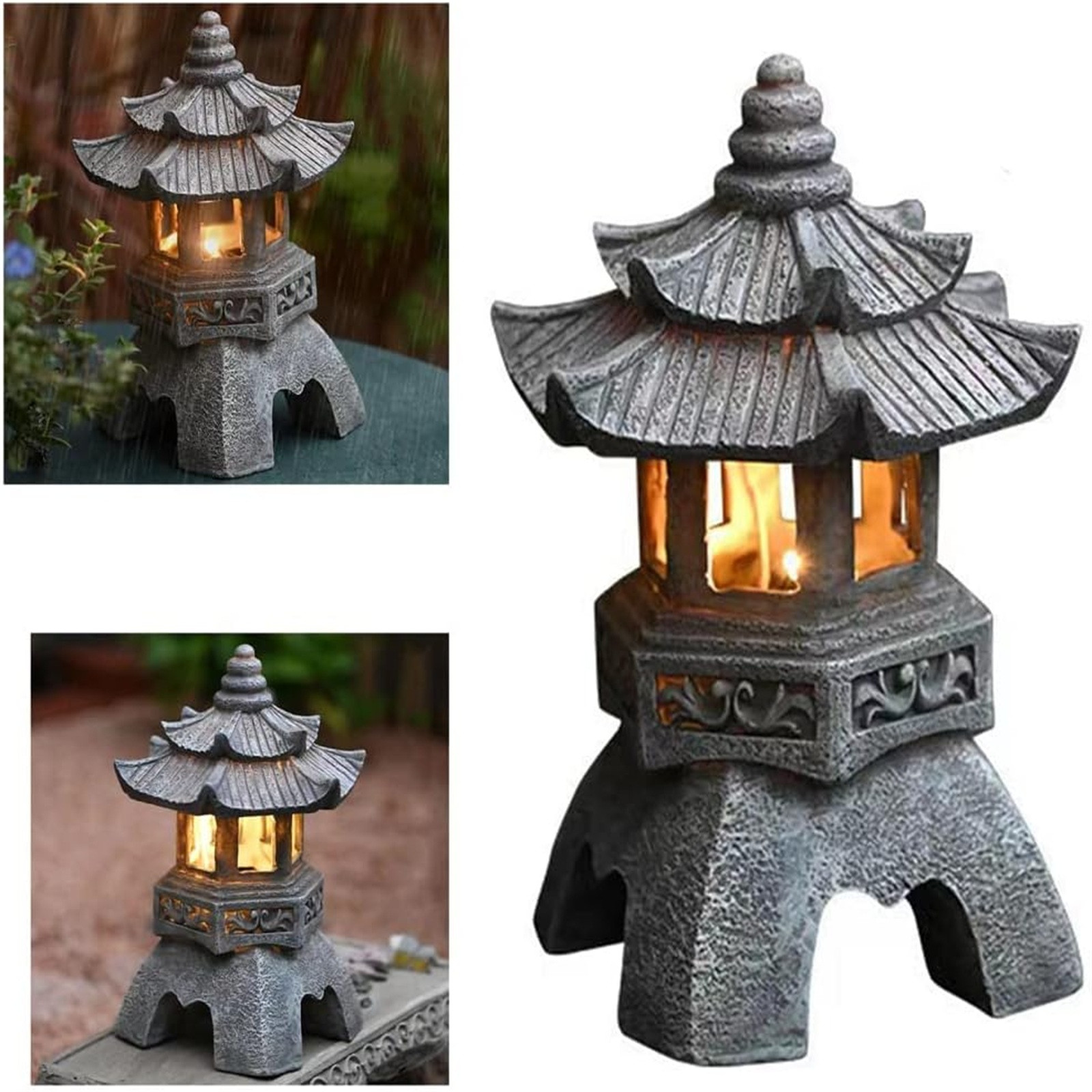 야외 태양열 발전 조각상 파고다 동상, 일본 정원 장식 - Outdoor Lighting Architectural 리뷰 및 가격