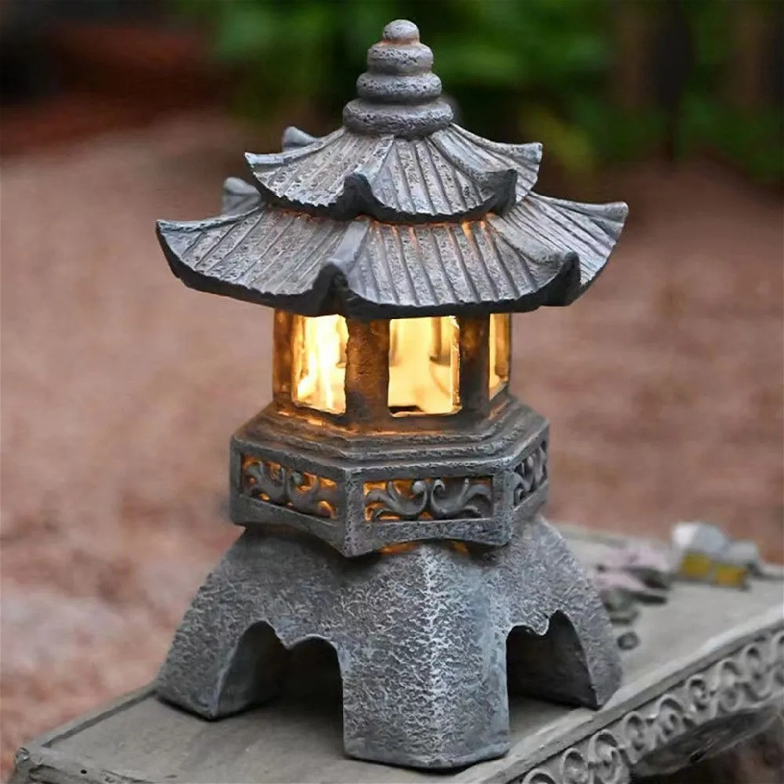 야외 태양열 발전 조각상 파고다 동상, 일본 정원 장식 - Outdoor Lighting Architectural 리뷰 및 가격