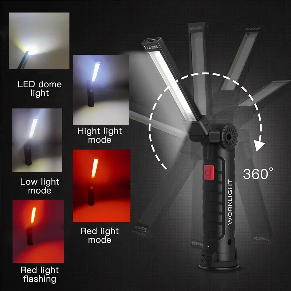 휴대용 COB LED 손전등 USB 충전식 작업 조명  - Outdoor Lighting For Camping 리뷰 및 가격