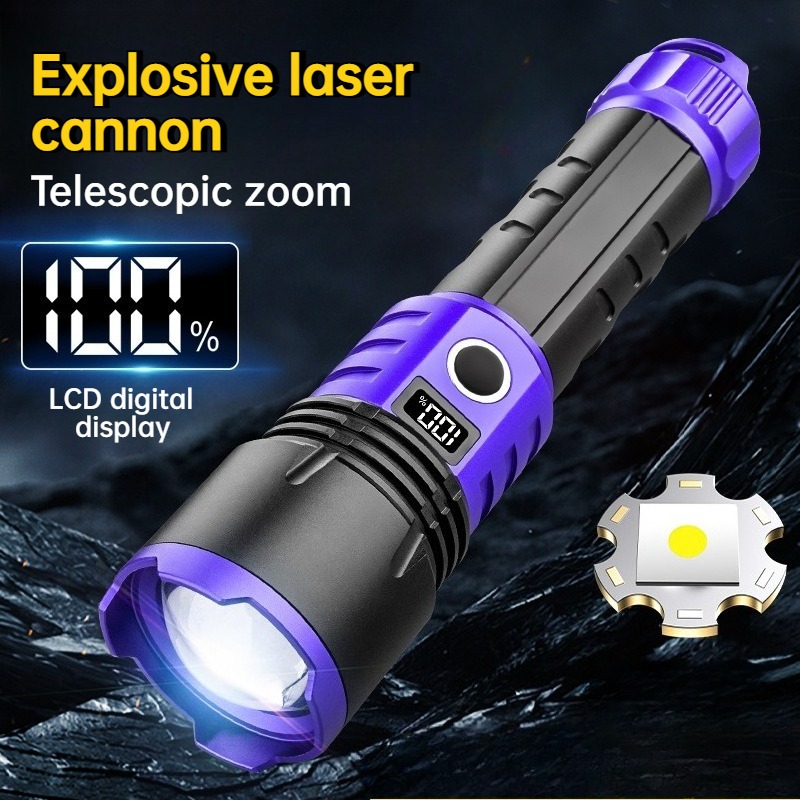 다기능 강력 LED 손전등 USB 충전 줌 가능 디지털 - Outdoor Lighting For Camping 리뷰 및 가격