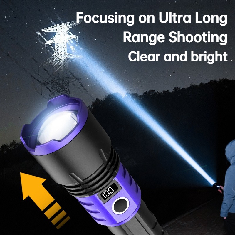 다기능 강력 LED 손전등 USB 충전 줌 가능 디지털 - Outdoor Lighting For Camping 리뷰 및 가격