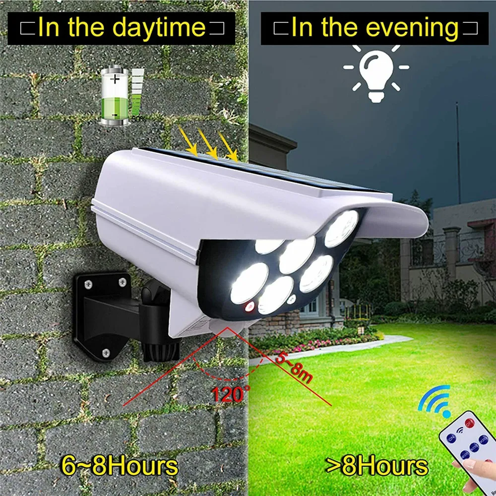 야외 태양 빛 모션 센서 보안 더미 카메라 무선 홍수  - Bollard Light Garden 리뷰 및 가격