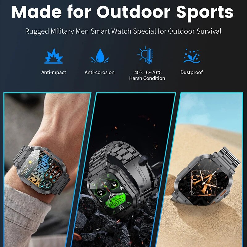 LIGE 남성용 야외 스포츠 피트니스 스마트워치, 블루 - Outdoor Lighting Timer 리뷰 및 가격