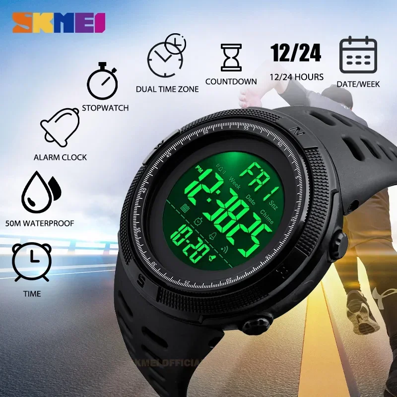 SKMEI 1251 방수 디지털 시계, 야외 스포츠 남 - Outdoor Lighting Timer 리뷰 및 가격