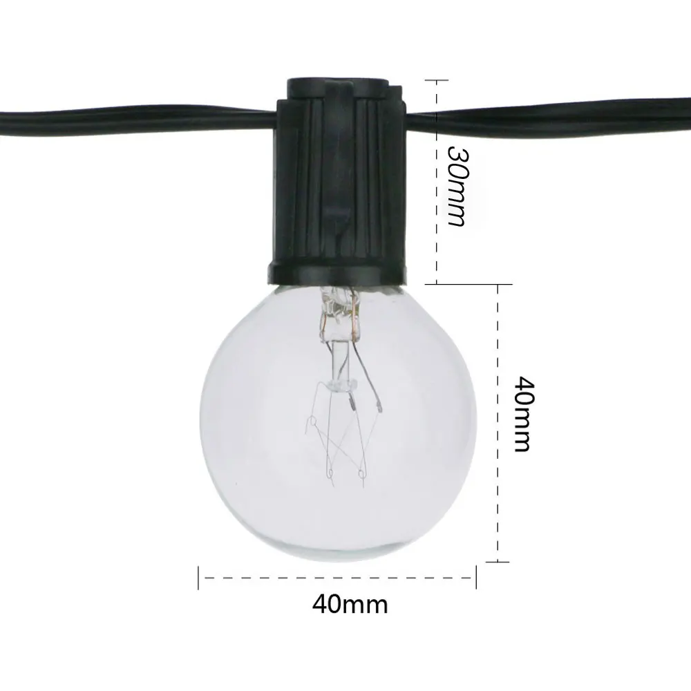 8M G40 글로브 스트링 조명 25개 투명 백열 전구 - Outdoor Lighting Vintage 리뷰 및 가격