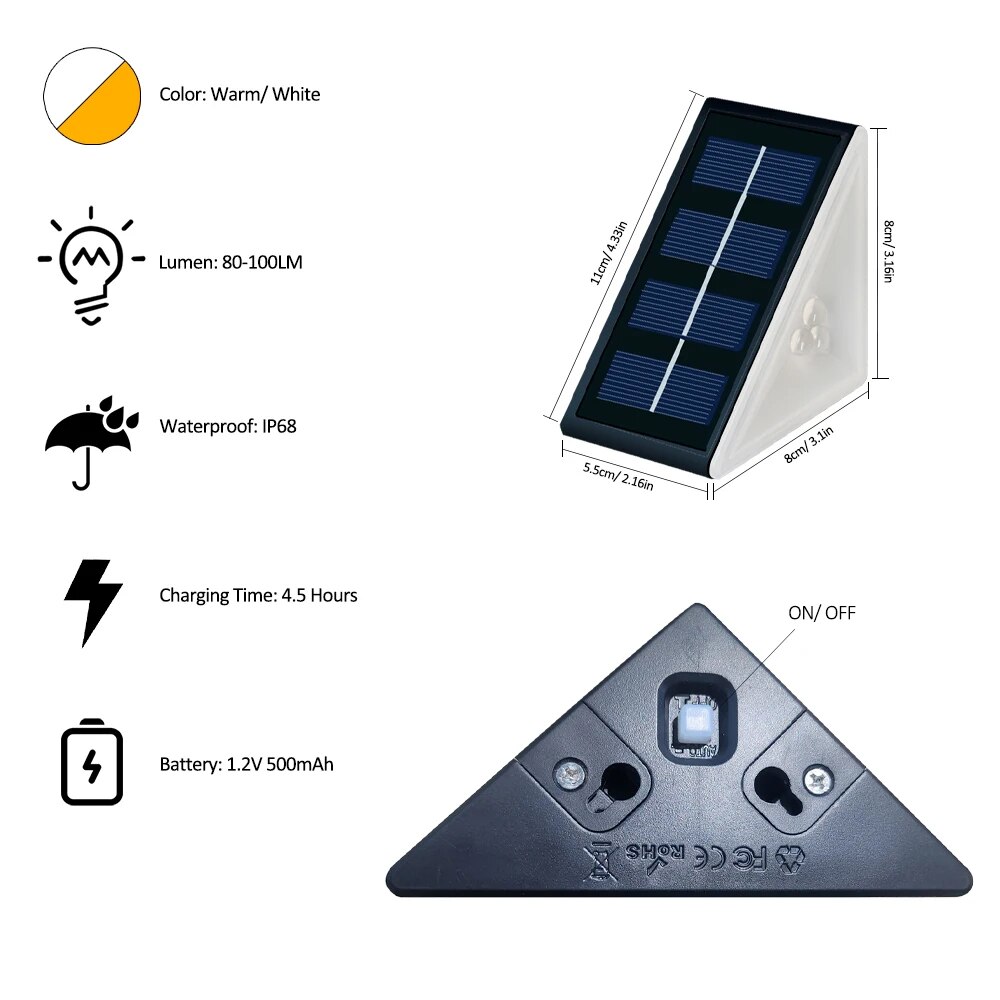 IP67 방수 태양광 계단 조명 자동 점등 웜 화이트  - Outdoor Lighting On Stairs 리뷰 및 가격
