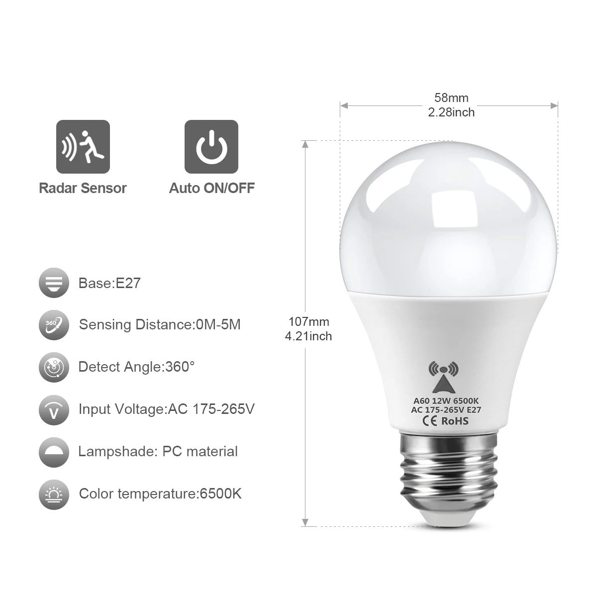 AC175V-265V E27 레이더 모션 센서 LED  - Outdoor Lighting On Stairs 리뷰 및 가격
